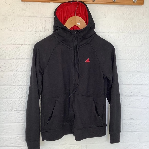 Adidas Full Zip Track Top - Size S 8-10 - Black & Red - P2P 19โ - Picture 5 of 8